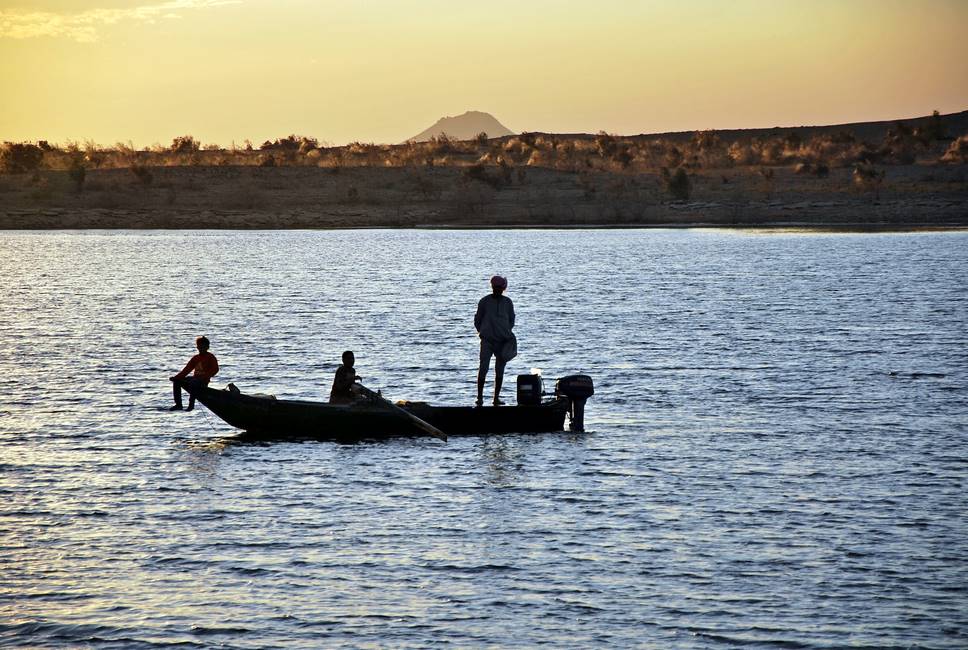 Pêcheurs sur le Lac Nasser dans le sud le l'Egypte